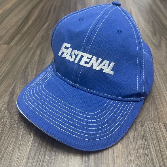 Blue Fastenal promotional hat full 6 panel with adjustable Velcro back strap - Picture 3 of 5